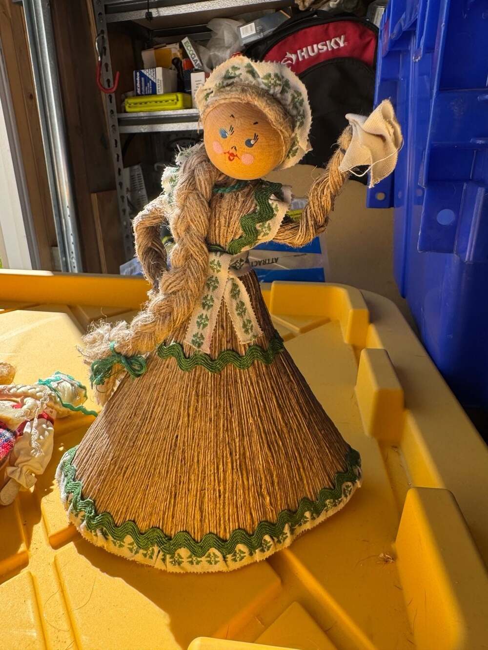 Vintage Handmade Straw Corn Husk Folk Art Doll